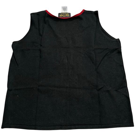 VTG Bob Mackie 2 Pc Cardigan Sweater Shell Embroidered Womens Medium Red Black - Picture 13 of 15